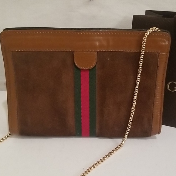 Gucci Leather Suede Clutch Crossbody Purse - Picture 10 of 16